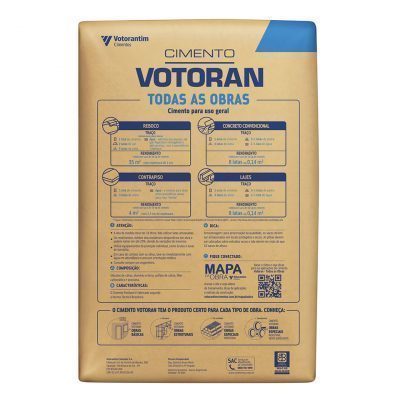 Cimento Votoran Todas as Obras - CPII Z 32 - 50 kg - Verso